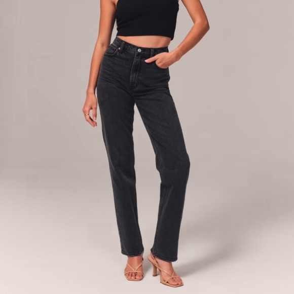 Abercrombie & Fitch Denim - Abercrombie & Fitch Straight Leg Jeans — Washed Black